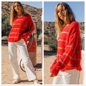 #18 Boho chic Strip Knit Sweater Top